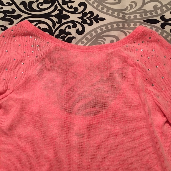 PINK off shoulder jeweled sweater - Picture 4 of 5